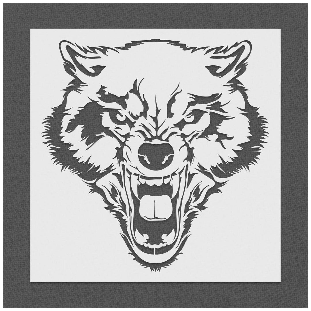 Growling Wolf Face Stencil