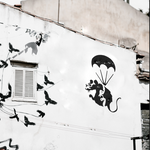 Load image into Gallery viewer, Banksy Flying Rat Stencil