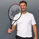Load image into Gallery viewer, Example result of a customer design applied to tennis racket strings
