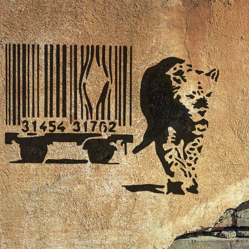 Banksy Barcode Leopard Stencil
