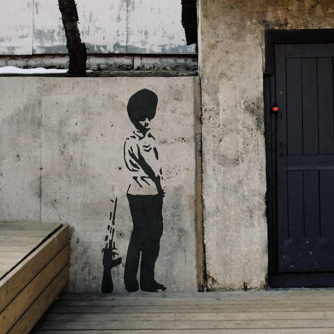 Banksy Pissing Guard Stencil