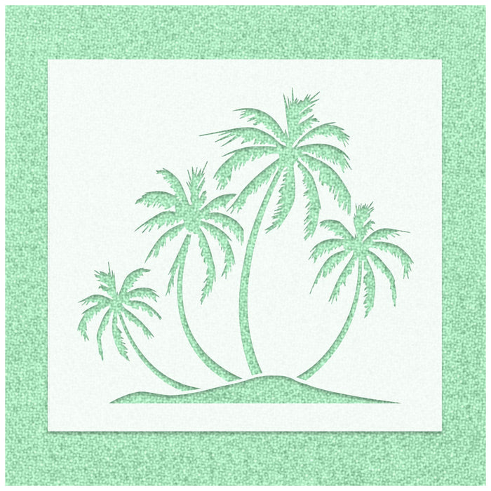 4 Plam Trees on Island Stencil