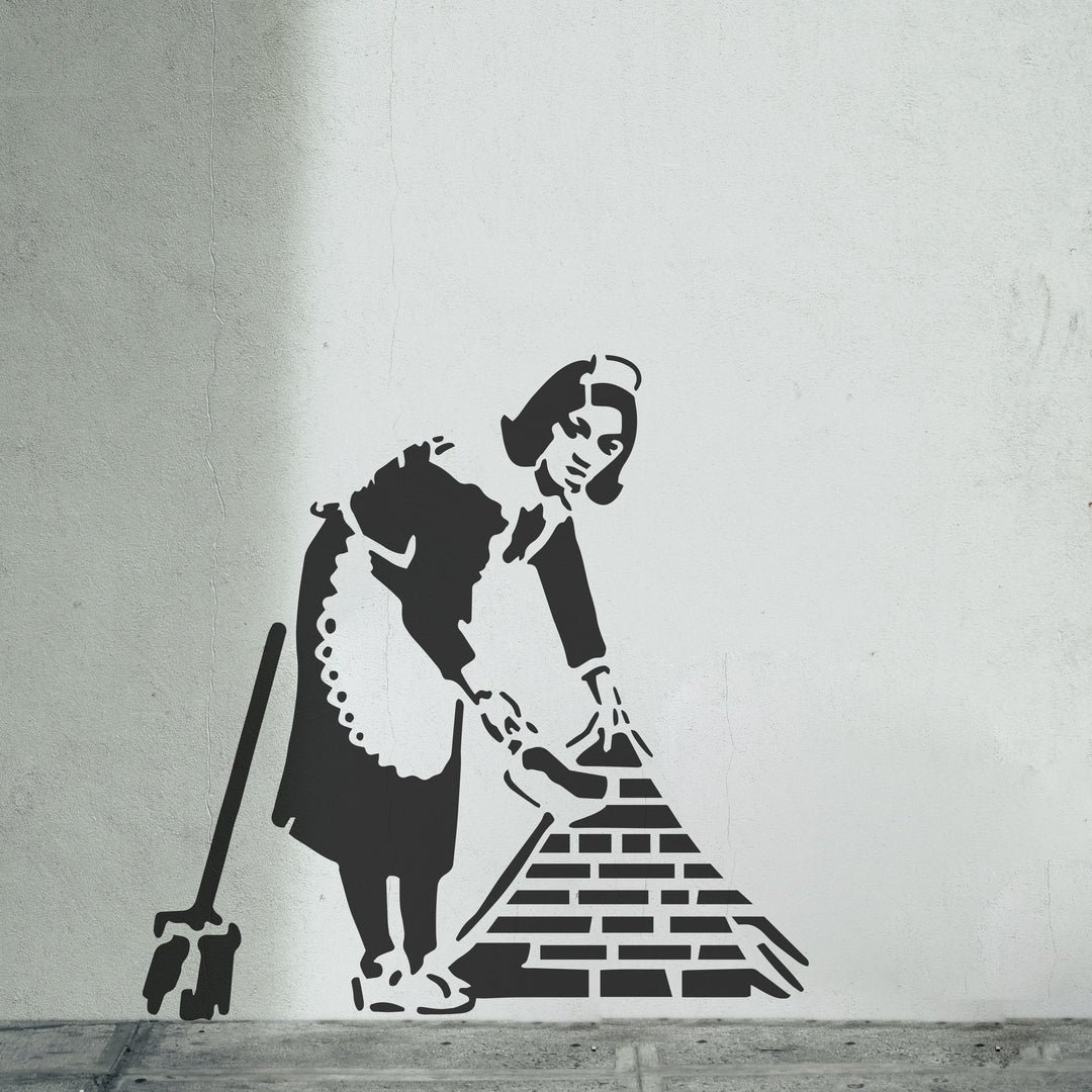 Bansky Sweeping Maid Stencil
