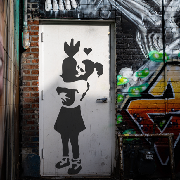 Banksy Bomb Hugger Stencil