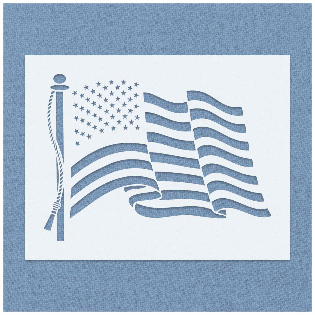 American Flag Waving Stencil