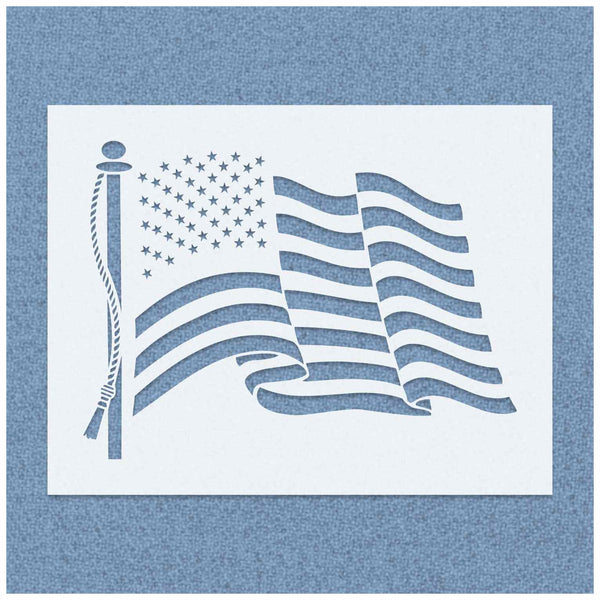 Waving American Flag Stencil