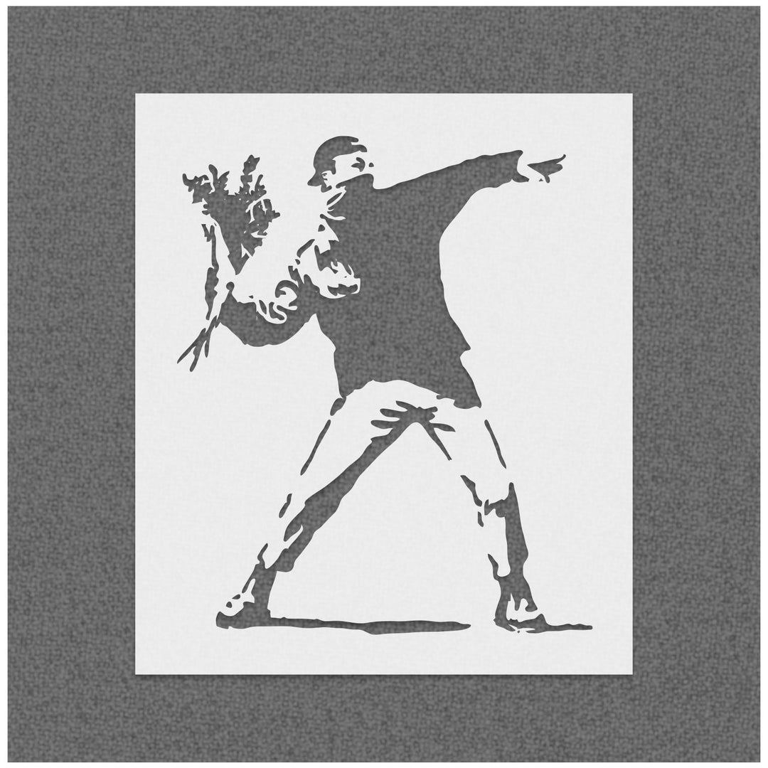 Banksy Rage Flower Thrower Art Stencil