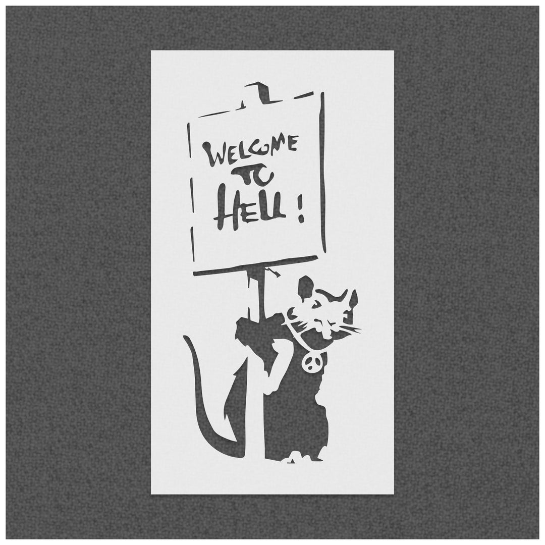 Banksy Welcome to Hell Rat Stencil