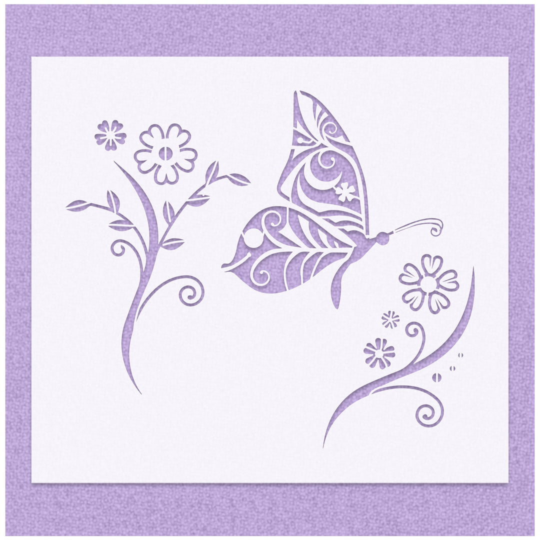 Butterfly Floral Stencil
