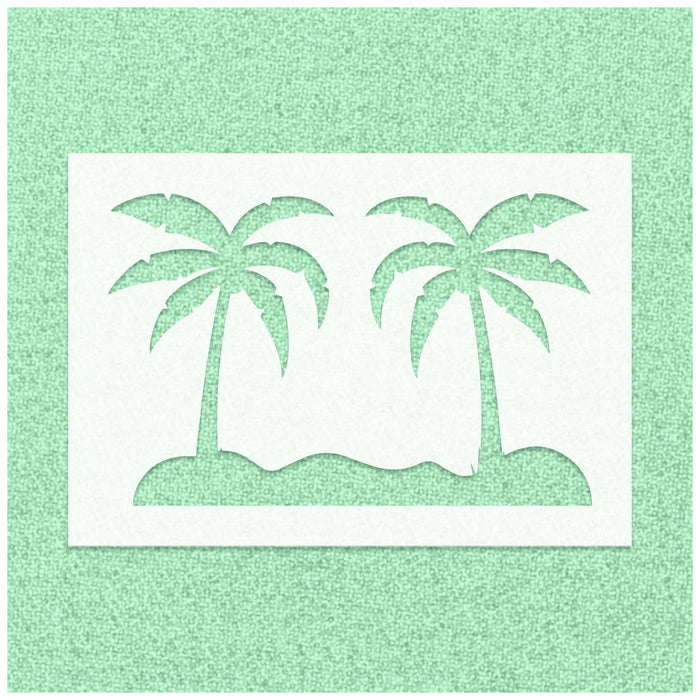 Coconut Trees on Beach Stencil