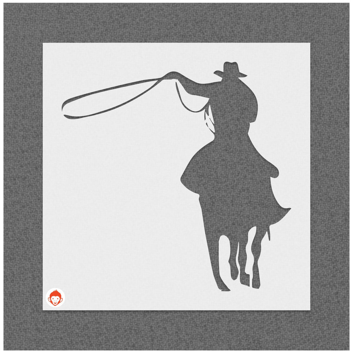 Cowboy Riding Horse and Lasso Stencil