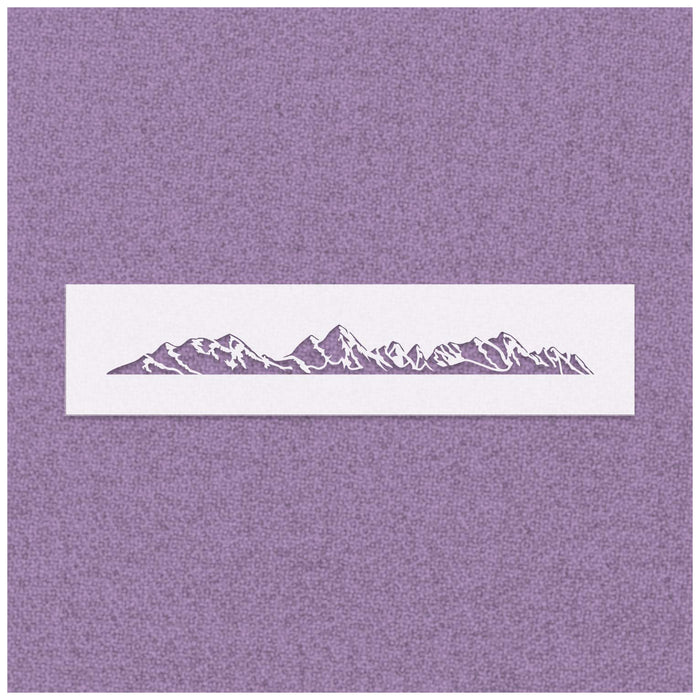 Detailed Snowy Mountain Range Stencil