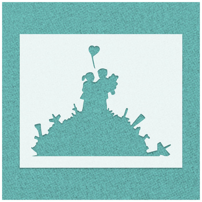 Girl and Boy Love Valentines Stencil