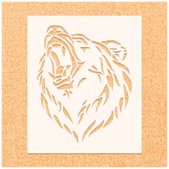 Grizzly Bear Roaring Stencil