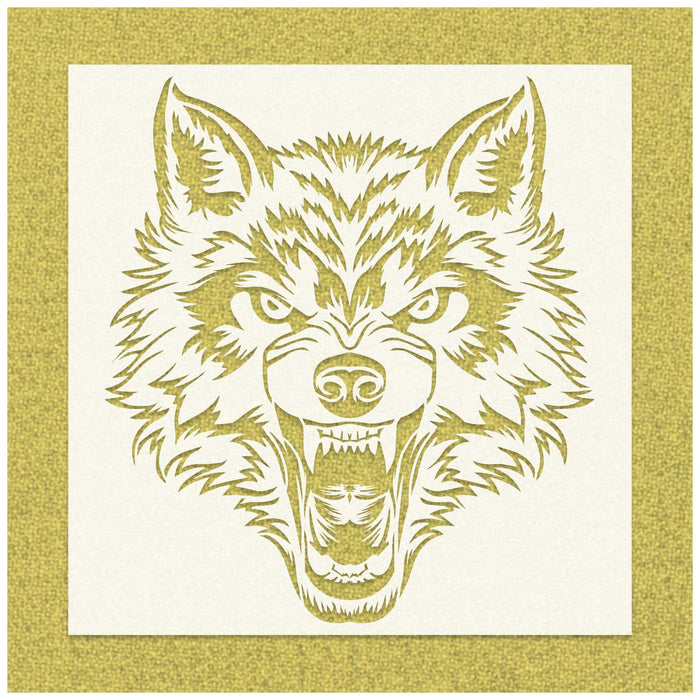 Growling Wolf Stencil