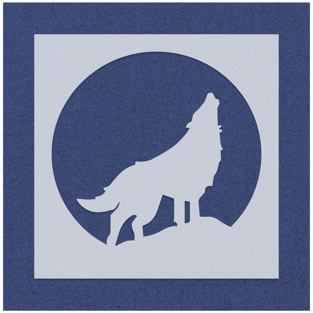 Howling Wolf and Moon Stencil