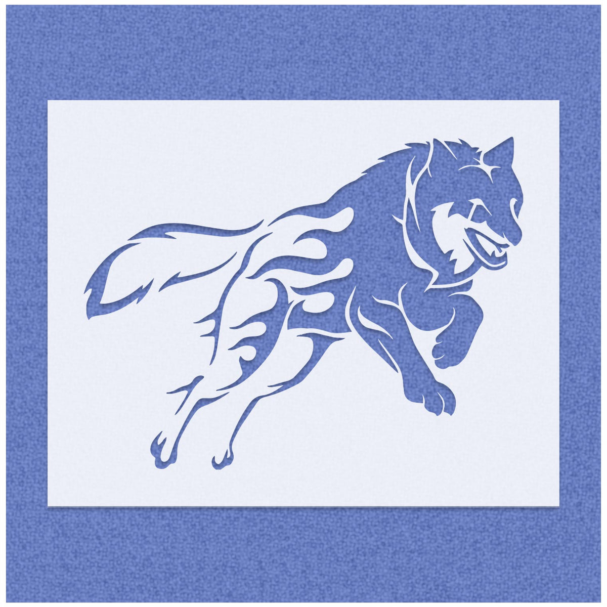 Jumping Wolf Stencil
