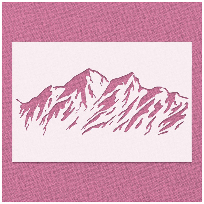Simple Snowy Mountain Range Detailed Stencil