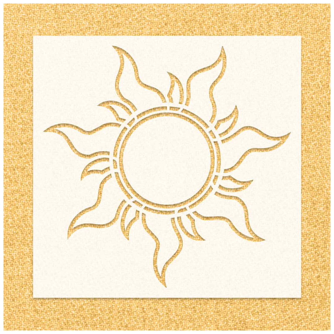 Tangled Sun Outlined Stencil