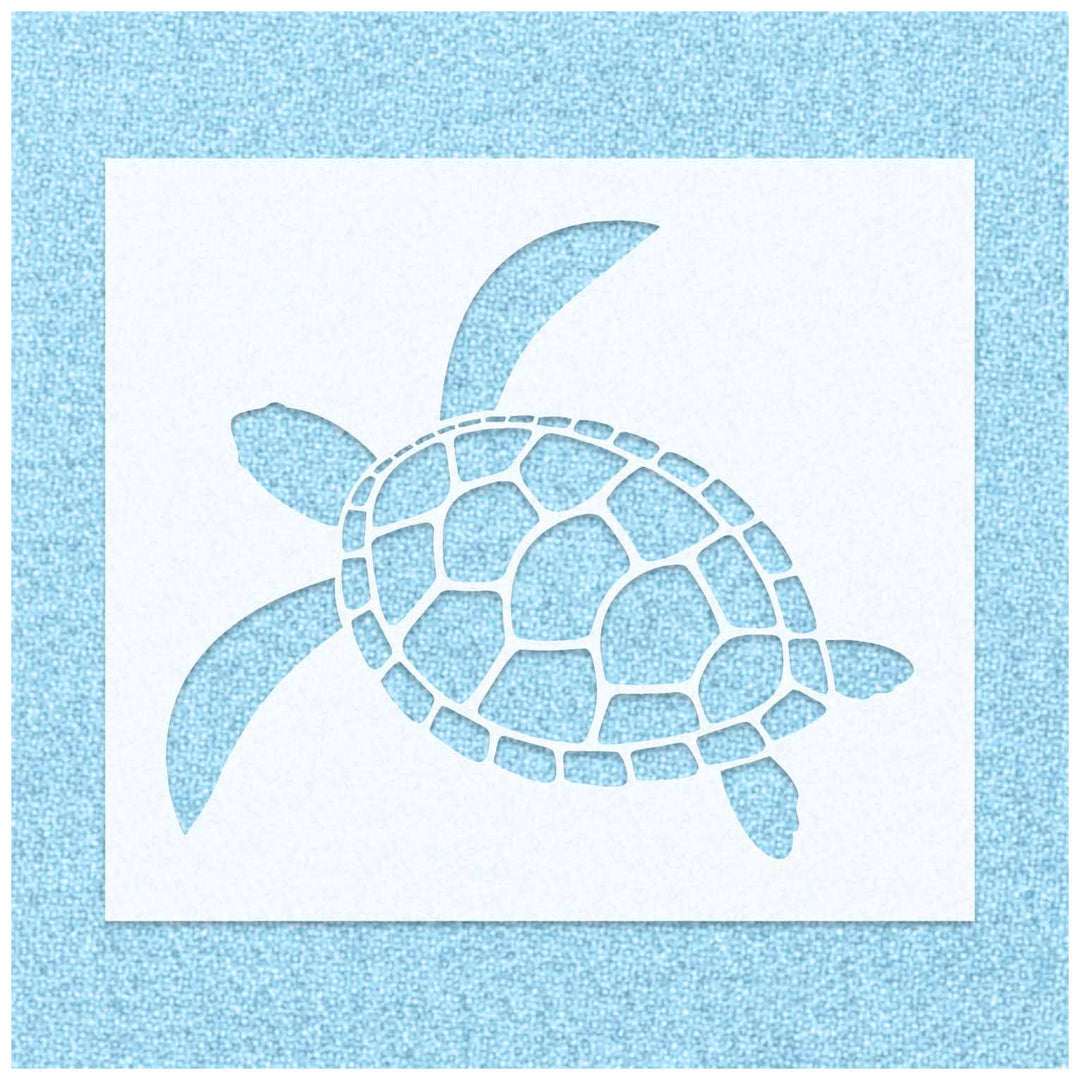 Turtle Swiming Under Sea Stencil