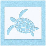 Turtle Swiming Under Sea Stencil