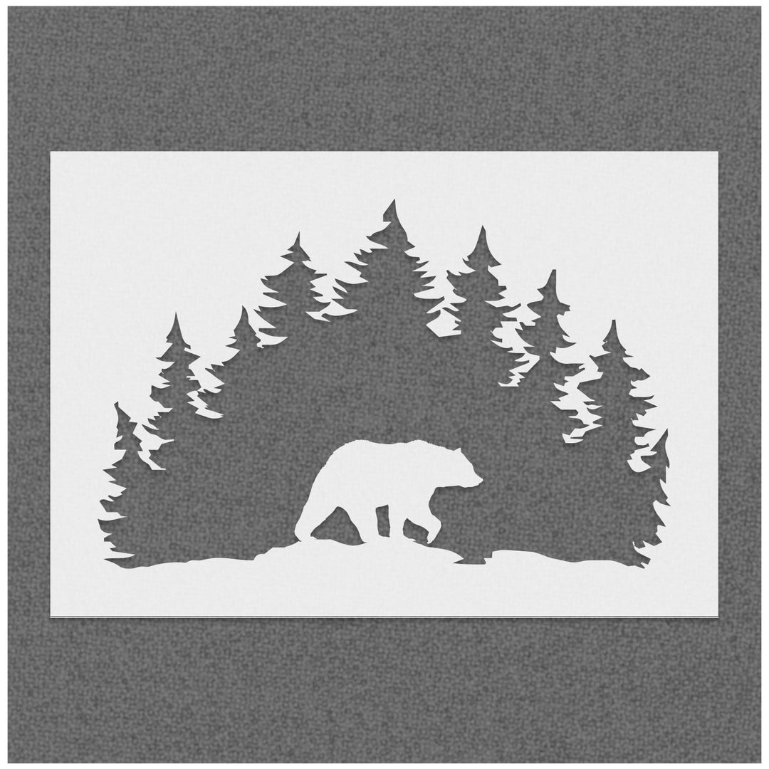Walking Bear Forest Stencil