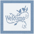Welcome with Bird and Leaves Stencil