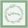 Welcome with Circular Leaves Branch Stencil